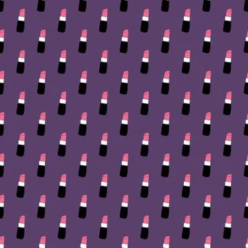 Lipstick seamless pattern, hand drawn fashion and beauty elements, vector ill イラスト素材