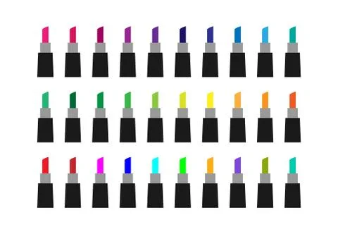 Lipstick. set of simple color vector icons on a white background Stock Illustration