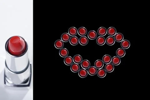 Lipstick in silver case Stock Photos