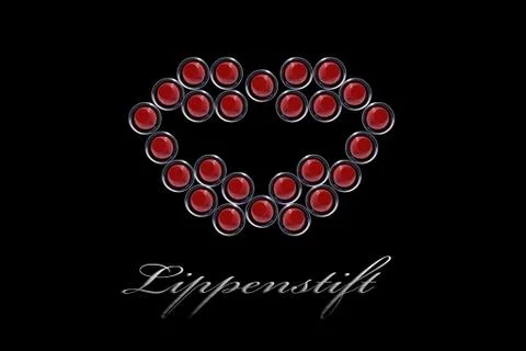 Lipstick in silver case Foto stock