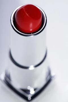 Lipstick in silver case Stock Photos