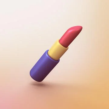 Lipstick - stylized 3d CGI icon object Stock Illustration