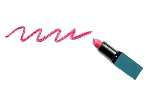 Lipstick with trace on white background Stock Photos