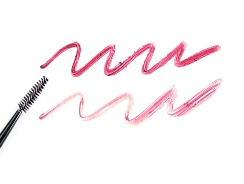 Lipstick with trace on white background Stock Photos