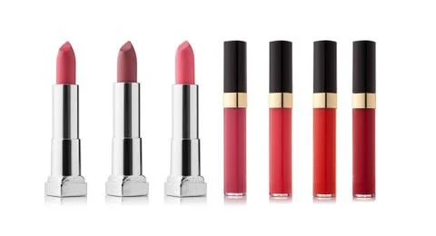 Lipstick variation on white background Stock Photos