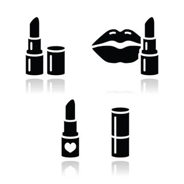 Lipstick vector icon set with reflections Stock Illustration