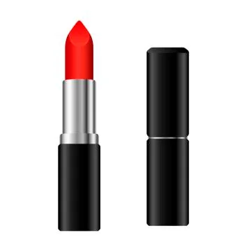 Lipstick on white background. Vector illustration in trendy flat style. ESP 10. Stock Illustration