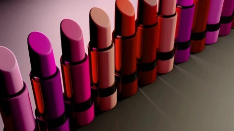 Lipsticks 3D animation Stock Footage 76084508