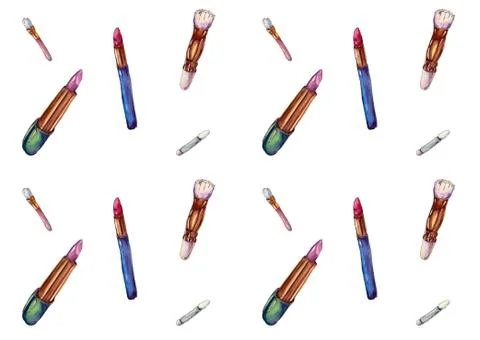 Lipsticks and brushes Stock Illustration