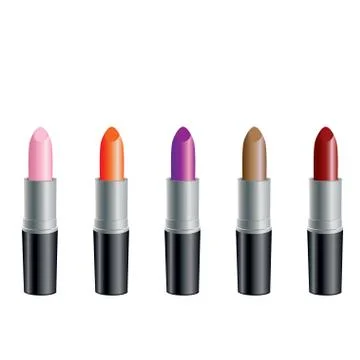 Lipsticks of different colors on Stock Illustration