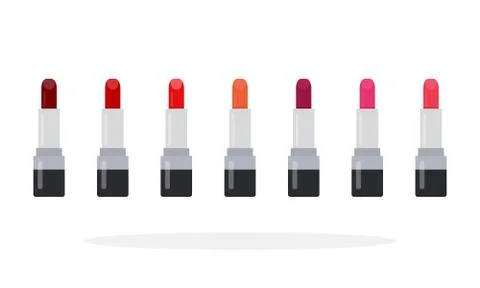 Lipsticks in different shades vector flat material design isolated object on Stock Illustration