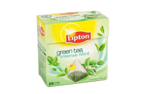 Lipton green tea Intense Mint 20 tea bags Stock Photos