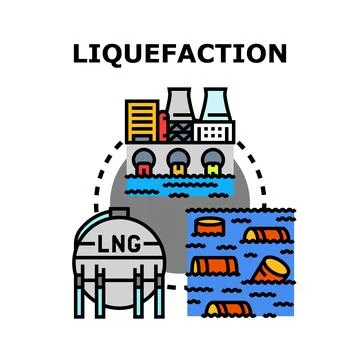 Liquefaction process explaining gas to liquid transformation concept Stock Illustration