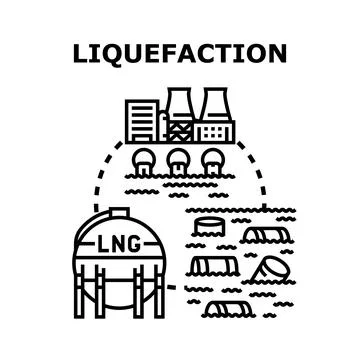 Liquefaction process explaining gas to liquid transformation concept Stock Illustration