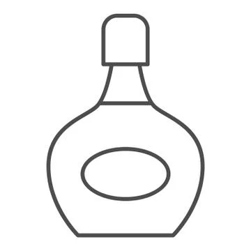 Liqueur bottle thin line icon, alcohol drinks concept, bottle of liqueur sign on Stock Illustration