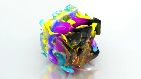 Liquid 3D Cube Motion 46 4K Stock Footage 281561305
