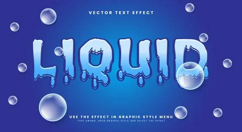 Liquid 3D editable text effect template Stock Illustration