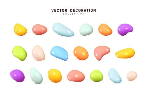 Liquid 3d Shapes with colorful gradient in color. Set isolated liquid eleme.. 스톡 일러스트