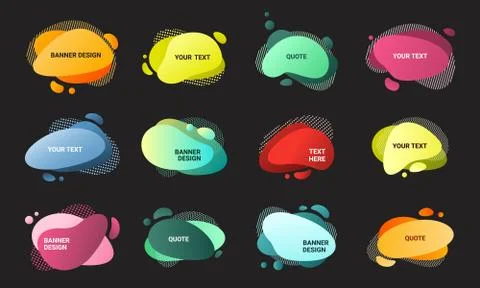 Liquid abstract banners set. Posters teardrop with blue color on black Stockillustratie