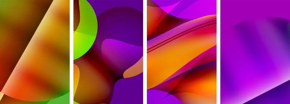 Liquid abstract shapes with gradient colors. Abstract backgrounds for wallpaper 库存插图