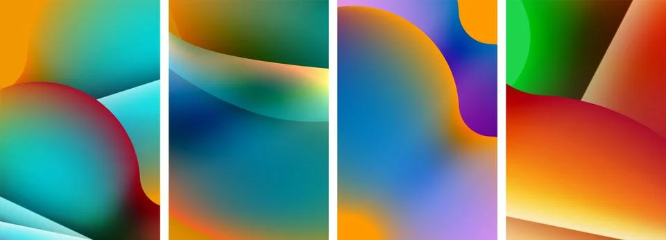 Liquid abstract shapes with gradient colors. Abstract backgrounds for wallpaper 库存插图
