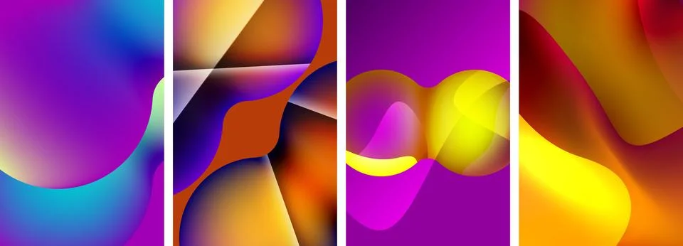 Liquid abstract shapes with gradient colors. Abstract backgrounds for wallpaper 库存插图