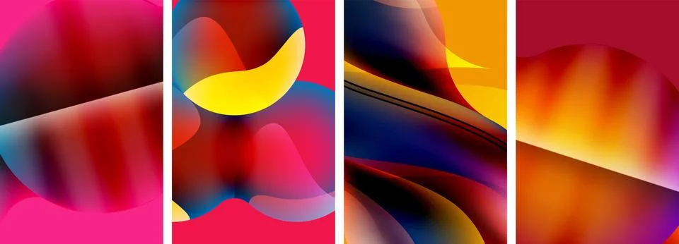 Liquid abstract shapes with gradient colors. Abstract backgrounds for wallpaper 库存插图