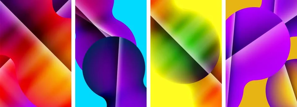 Liquid abstract shapes with gradient colors. Abstract backgrounds for wallpaper 库存插图