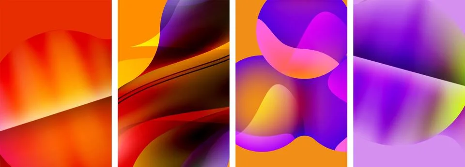 Liquid abstract shapes with gradient colors. Abstract backgrounds for wallpaper 库存插图
