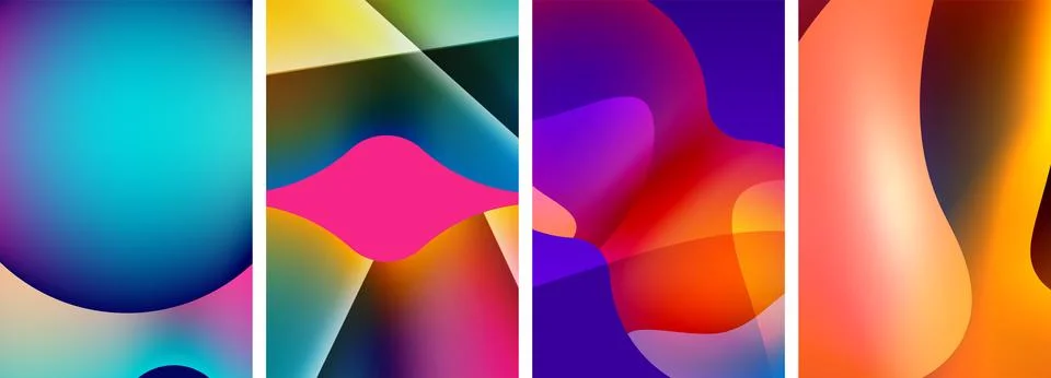 Liquid abstract shapes with gradient colors. Abstract backgrounds for wallpaper 库存插图