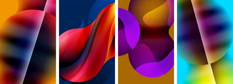 Liquid abstract shapes with gradient colors. Abstract backgrounds for wallpaper 库存插图