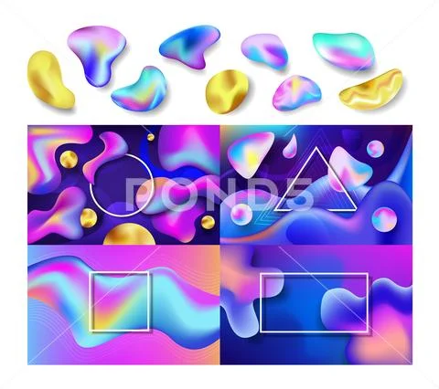 Liquid abstract vector abstracted color backdrop design colorful futuristic Stock Illustration