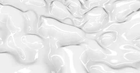 Liquid abstract white background. Smooth glossy texture 3D rendering . Stock Illustration