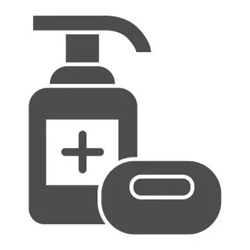 Liquid and soap solid icon. Hygiene health protection glyph style pictogram on Stock Illustration
