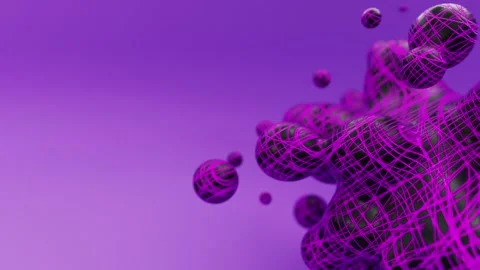 Liquid animated metaball with grid pattern or floating spheres blobes drops Stock Footage 163230365