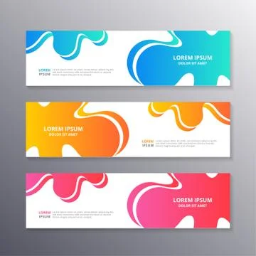 Liquid Banner Template, Modern Design Background, Dynamic Fluid Gradient Stock Illustration