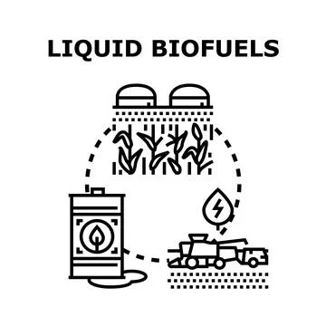Liquid biofuels production process vector icon concept Stock Illustration