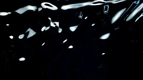 Liquid black metallic texture with distorted silver highlights and abstract f Stock Photos