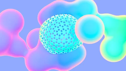Liquid blobs moving around sphere Stock Footage 295184627