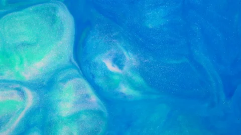 Liquid Blue And Turquoise Paint Stock Footage 206655375