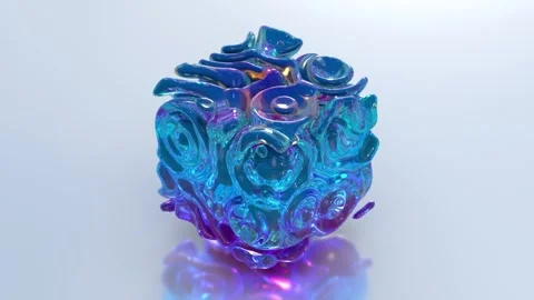 Liquid Blue Cube 13 4K Stock Footage 266814934