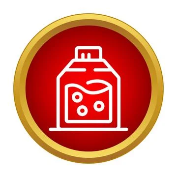 Liquid bottle with bubbles in red circle icon Stock Illustration