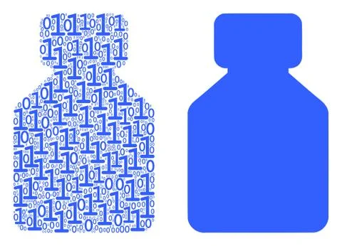 Liquid Bottle Composition of Binary Digits Stock Illustration