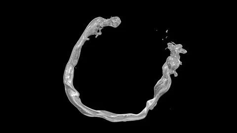 Liquid bright metal flowing in circle counterclockwise - on black, + alpha Video stock 79970964