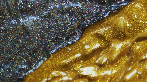 Liquid Brilliant Metallic Bronze Paint. Stock Footage 260403529
