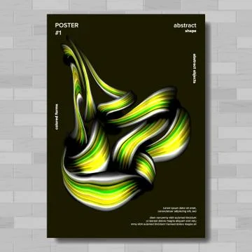 Liquid, Brush Poster Vector. Drop, Oil. Vibrant Gradients Shape. Illustration Illustrazione stock