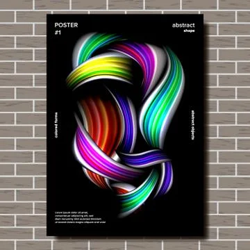 Liquid, Brush Poster Vector. Multicolored Object. Drop, Oil. Illustration Illustrazione stock