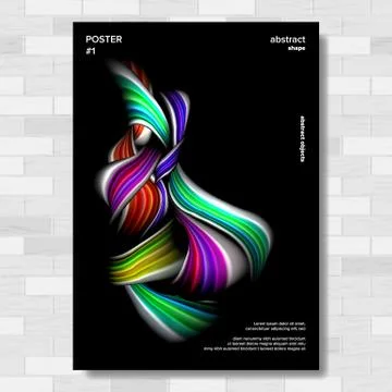 Liquid, Brush Poster Vector. Surreal Graphic. Multicolored Object. Illustration Illustrazione stock