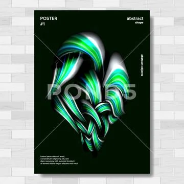 Liquid, Brush Poster Vector. Vibrant Gradients Shape. Surreal Graphic Stock Illustration