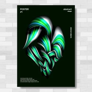 Liquid, Brush Poster Vector. Vibrant Gradients Shape. Surreal Graphic Illustrazione stock